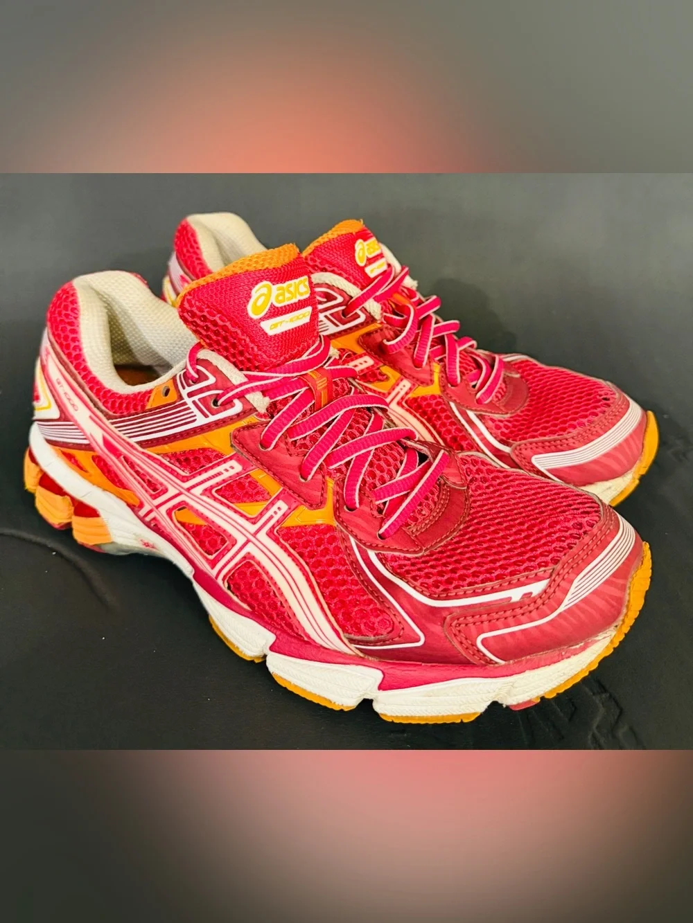 ASICS Women's Hot Pink and Orange Athletic Running Shoes